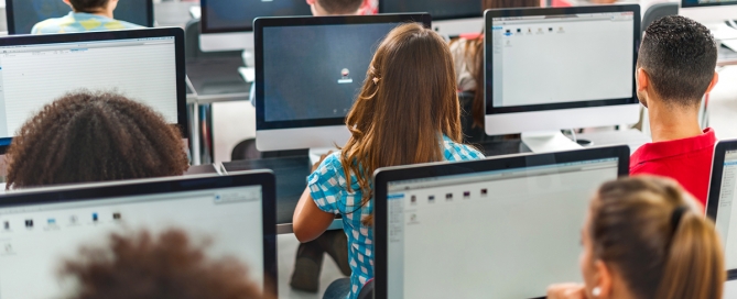 Students in a computer classroom