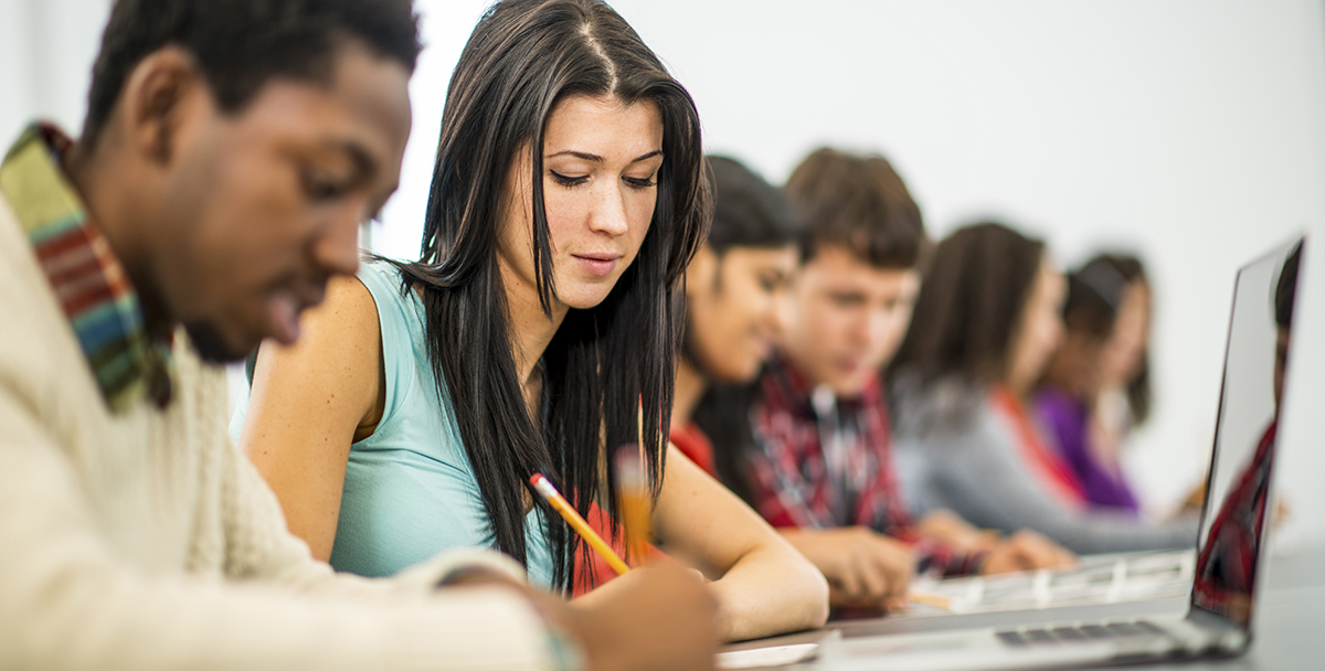 College students taking a test