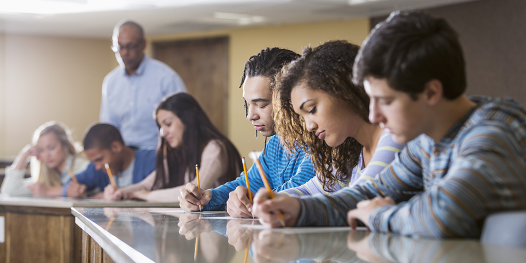 College students taking a test