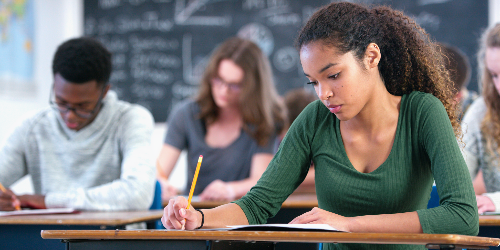 Students doing work in classroom