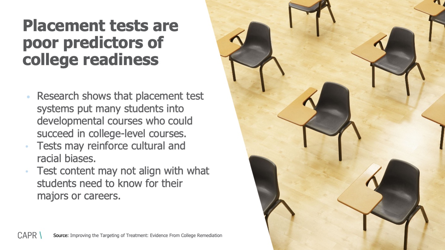 Placement tests are poor predictors of college readiness